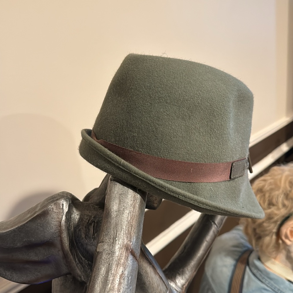 Barbara Feinman Olive Green Felted Grand Film, Grand Film Noir Style Felted Hat View 3